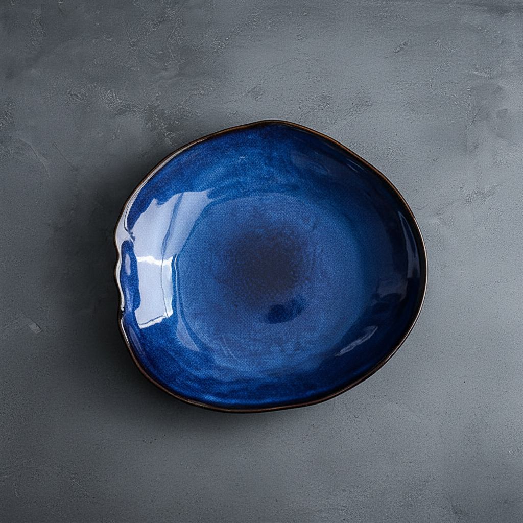 Assiette bleue petite - vue dessus