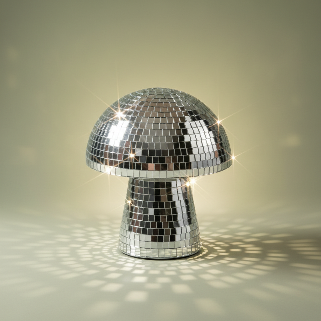 Champignon disco fond vert sauge