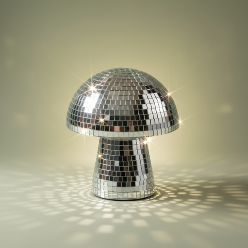 Champignon disco fond vert sauge