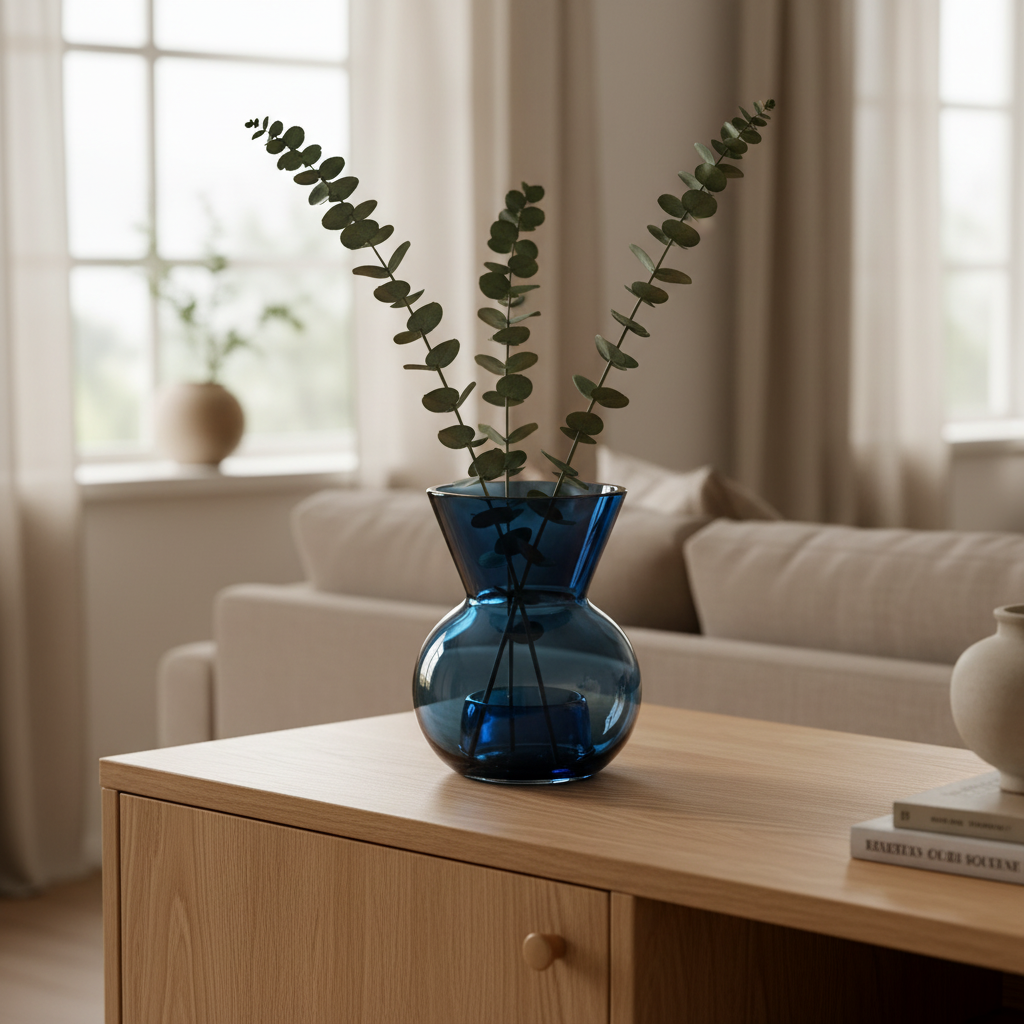 Vase bleu dans un intérieur